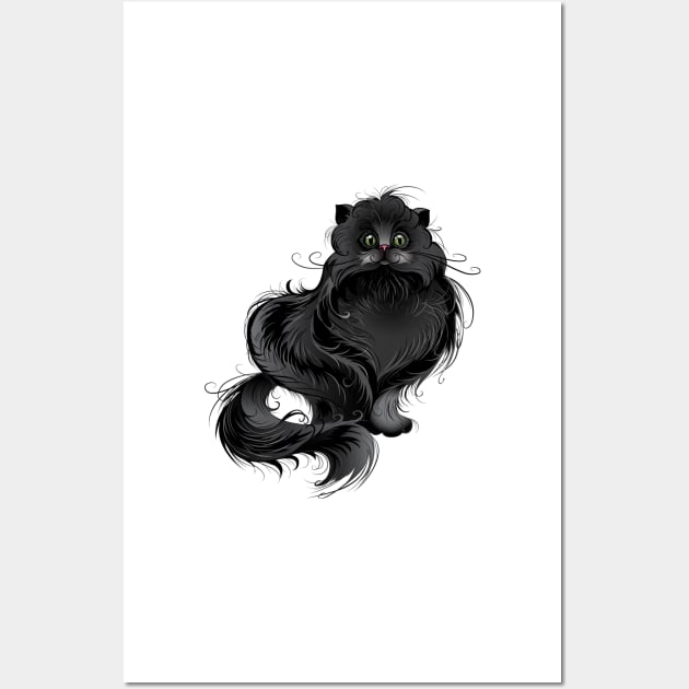 Fluffy black cat ( Fat cat ) Wall Art by Blackmoon9